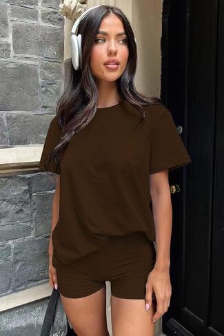 Women's 3 Piece Loungewear Set Soft & Stretchy Loose T Shirt with Shorts & Long Pants in Saudi Arabia