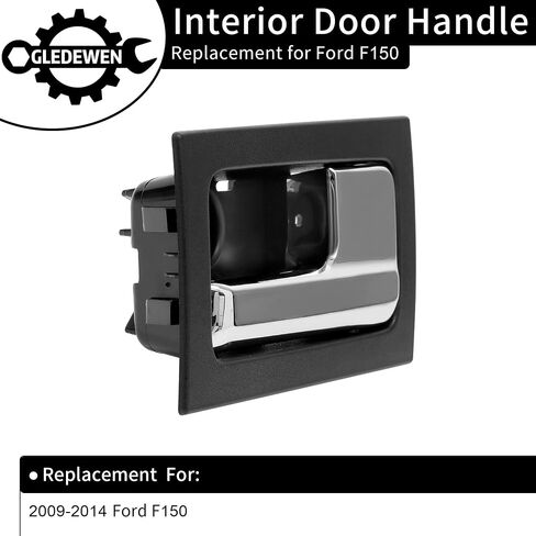 Gledewen Interior Door Handle, Compatible with 2009-2014 Ford F150, Front/Rear Inside Right Passenger Side | CL3Z-1522600-GA 9L3Z-1522600-CB 90825 Chrome Lever Black Housing Inner Handle in Saudi Arabia