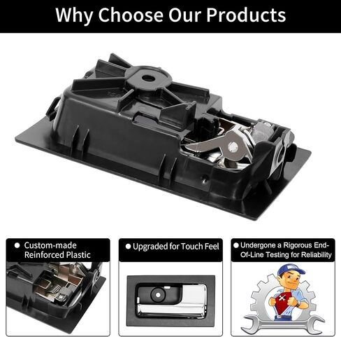 Gledewen Interior Door Handle, Compatible with 2009-2014 Ford F150, Front/Rear Inside Right Passenger Side | CL3Z-1522600-GA 9L3Z-1522600-CB 90825 Chrome Lever Black Housing Inner Handle in Saudi Arabia