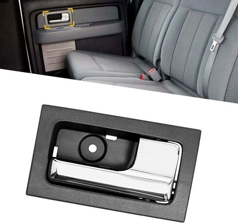 Gledewen Interior Door Handle, Compatible with 2009-2014 Ford F150, Front/Rear Inside Right Passenger Side | CL3Z-1522600-GA 9L3Z-1522600-CB 90825 Chrome Lever Black Housing Inner Handle in Saudi Arabia