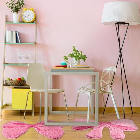 2 Pcs Bathroom Pink Bow Rugs Coquette Preppy Cute Bow Shaped Bath Mats Home Decor Non Slip Soft Plush Absorbent Washable Carpet for Tub Shower Doormat, 19.7" x 18.5" in Kuwait