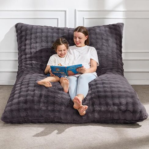 Hobestluk 3 in 1 Bean Bag Chair Giant Bean Bag Chairs Convertible Bean Bag Floor Cushion with Machine Washable Cover, Beanbag Chairs for Adult (Dark Grey) in Saudi Arabia