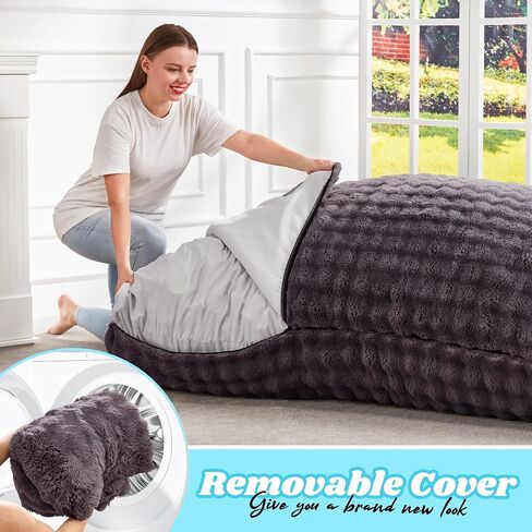 Hobestluk 3 in 1 Bean Bag Chair Giant Bean Bag Chairs Convertible Bean Bag Floor Cushion with Machine Washable Cover, Beanbag Chairs for Adult (Dark Grey) in Saudi Arabia