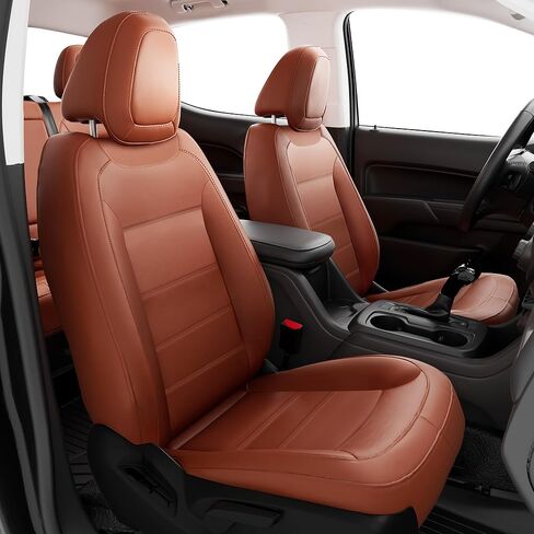 Seat Covers for Chevy Colorado, Fit for 2014-2022 Colorado Crew Cab Extends Cab Z71 LT ZR2 Work Truck, Leather Car Seat Covers Full Set Waterproof (Brown) Only Front Seat in Kuwait