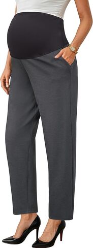 OUGES Womens Stretchy Maternity Over Belly Casual Work Straight Leg Pants Ankle Business Office Trousers with Pockets in Saudi Arabia