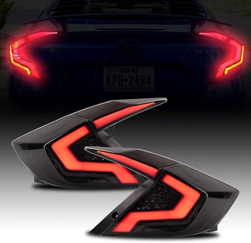 وقت البالغة LED LED أضواء الذيل لـ Honda Civic Sedan 10th Gen 2016-2021 DRL بدء تشغيل مجموعة المصباح الخلفي للرسوم المتحركة (وليس لـ Hatchback & Coupe) in Kuwait