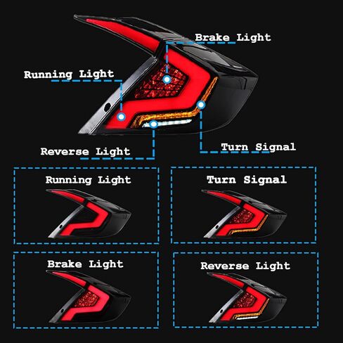 وقت البالغة LED LED أضواء الذيل لـ Honda Civic Sedan 10th Gen 2016-2021 DRL بدء تشغيل مجموعة المصباح الخلفي للرسوم المتحركة (وليس لـ Hatchback & Coupe) in Kuwait