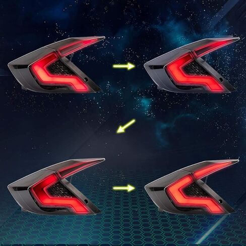 وقت البالغة LED LED أضواء الذيل لـ Honda Civic Sedan 10th Gen 2016-2021 DRL بدء تشغيل مجموعة المصباح الخلفي للرسوم المتحركة (وليس لـ Hatchback & Coupe) in Kuwait