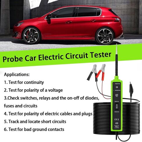 Circuit Tester Tool, 6-24V DC, Test Light with Short Circuit Detection, Polarity Identifier, Continuity Testing (Green) in Kuwait