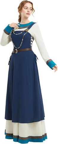 Miccostumes Women's Viking Dress Costeming Cosplay Costume مجموعة ساحة خفية مع حزام in Saudi Arabia
