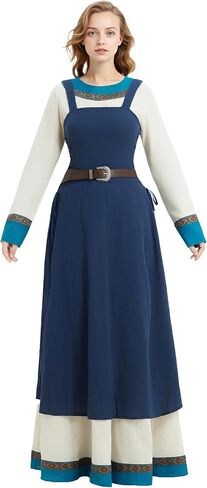 Miccostumes Women's Viking Dress Costeming Cosplay Costume مجموعة ساحة خفية مع حزام in Saudi Arabia