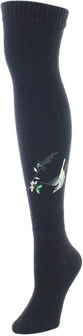 Natori Sora Bird & Vine Over The Knee Sock Black 9-11 in Saudi Arabia