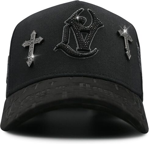 XCAP LA Crosses Black - قبعة متميزة للرجال والنساء ، قبعة البيسبول لأي مناسبة ، LA Crosses Balck Trucker Cap ، قبعة سوداء قابلة للتعديل للرجال in Saudi Arabia