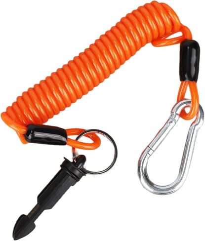 Trailer Brake Away Cable, 6ft High Rebound Spring Emergency Safety Cable Strap with Pin and Carabiner Wire Coiled Breakaway Switch for RV Camper Boat Trailer Towing Accessories (Orange) in Saudi Arabia