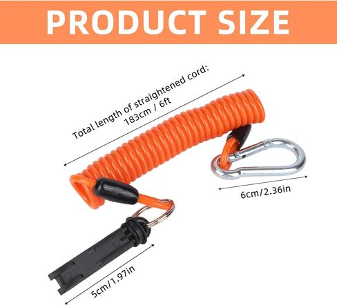 Trailer Brake Away Cable, 6ft High Rebound Spring Emergency Safety Cable Strap with Pin and Carabiner Wire Coiled Breakaway Switch for RV Camper Boat Trailer Towing Accessories (Orange) in Saudi Arabia