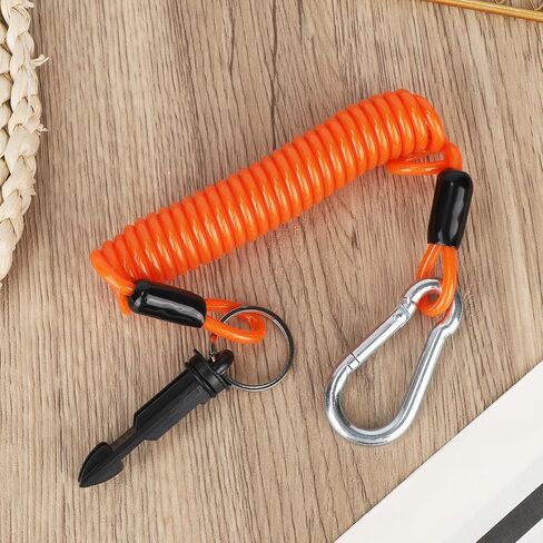 Trailer Brake Away Cable, 6ft High Rebound Spring Emergency Safety Cable Strap with Pin and Carabiner Wire Coiled Breakaway Switch for RV Camper Boat Trailer Towing Accessories (Orange) in Saudi Arabia