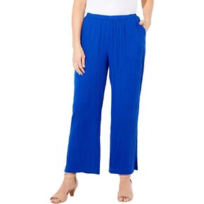 Women's Plus Size Anywear Pucker Cotton Wide Leg Pant in Kuwait