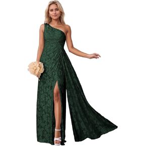 One Shoulder Bridesmaid Dresses with Slit Long Formal Dress for Women Jacquard Floral Evening Gown in Saudi Arabia