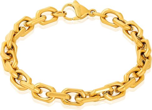 Invicta Bracelet for Men, Stainless Steel Chain Jewelry, Beveled Edge Rectangular, 8.5mm, 8.75" in Saudi Arabia