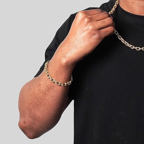 Invicta Bracelet for Men, Stainless Steel Chain Jewelry, Beveled Edge Rectangular, 8.5mm, 8.75" in Saudi Arabia