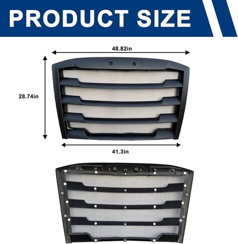Grille Black Grill with شاشة الخلل متوافقة مع 2018-2024 Freightliner Cascadia ، ملحقات Cascadia Cascadia المصد الأمامي in Kuwait