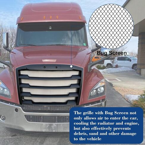 Grille Black Grill with شاشة الخلل متوافقة مع 2018-2024 Freightliner Cascadia ، ملحقات Cascadia Cascadia المصد الأمامي in Kuwait