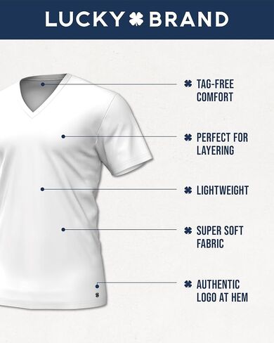 Lucky Brand Men's Undershirt - 4 Pack Basic Short Sleeve Men's T-Shirts - Soft Crewneck and V-Neck Undershirts for Men (S-XL) in Saudi Arabia