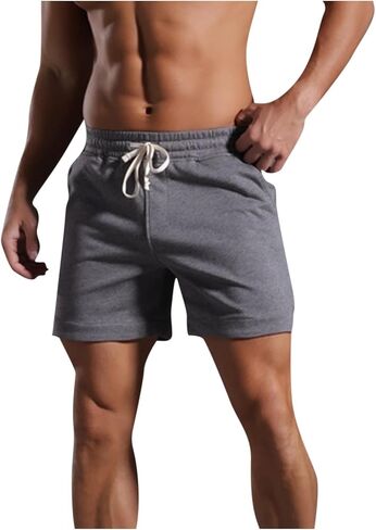 Men's Workout Sweat Shorts 5 Inch Cotton Casual Fitness Mens Athletic Gym Jogger Short Sweatpants Slacks with Pockets in Saudi Arabia