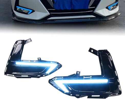 Generic LED DRL Fog Lights for Nissan Sylphy Sentra 2019-2022,Amber Turn Signal Streamer Lamp,White Daytime Running Light, Amber&White in Saudi Arabia
