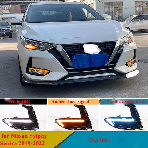 Generic LED DRL Fog Lights for Nissan Sylphy Sentra 2019-2022,Amber Turn Signal Streamer Lamp,White Daytime Running Light, Amber&White in Saudi Arabia