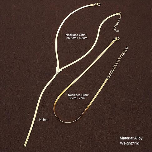 Gold Long Snake Chain Choker Y Necklaces Statement for Women, Dainty Silver Layered Triangle Necklace Party Prom Jewelry Gifts Y2K Costume Accessories in Saudi Arabia