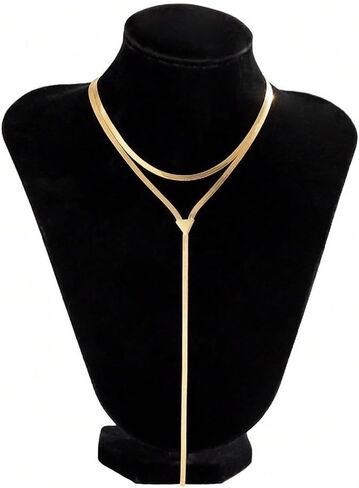 Gold Long Snake Chain Choker Y Necklaces Statement for Women, Dainty Silver Layered Triangle Necklace Party Prom Jewelry Gifts Y2K Costume Accessories in Saudi Arabia