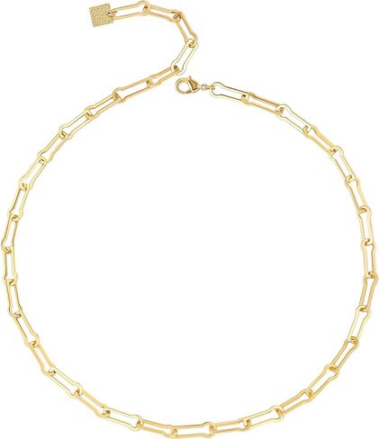 CANEVINKA 18K Gold Plated Chunky Oval Chain Choker Dainty Thick Chain Link Adjustable Layering Jewelry for Women in Kuwait