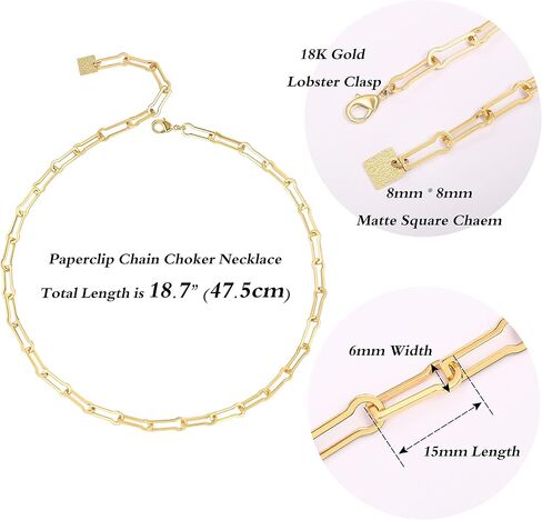 CANEVINKA 18K Gold Plated Chunky Oval Chain Choker Dainty Thick Chain Link Adjustable Layering Jewelry for Women in Kuwait