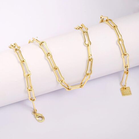CANEVINKA 18K Gold Plated Chunky Oval Chain Choker Dainty Thick Chain Link Adjustable Layering Jewelry for Women in Kuwait