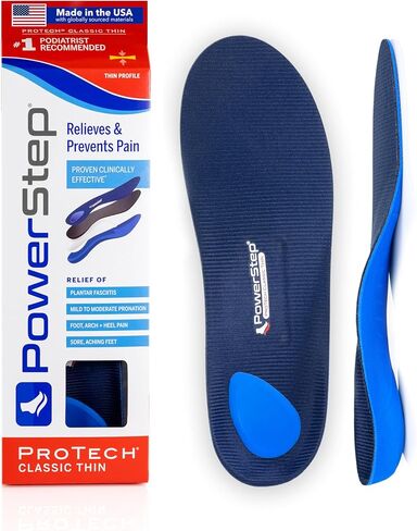 PowerStep ProTech Classic - نعال داخلية لتقويم العظام من الدرجة الطبية لتخفيف آلام القوس - مصنوعة لتخفيف التهاب اللفافة الأخمصية + آلام الكعب - تقويم العظام لدعم القوس للنساء والرجال (M 6-6.5 W 8-8.5) in Kuwait