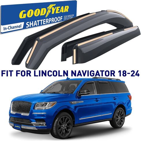 Goodyear Shatterproof in-Channel Window Deflectors for Lincoln Navigator 2018-2024, Rain Guards, Window Visors for Cars, Vent Deflector, Car Accessories, 4 pcs - GY008436 in Saudi Arabia