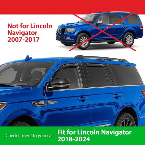 Goodyear Shatterproof in-Channel Window Deflectors for Lincoln Navigator 2018-2024, Rain Guards, Window Visors for Cars, Vent Deflector, Car Accessories, 4 pcs - GY008436 in Saudi Arabia