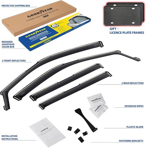 Goodyear Shatterproof in-Channel Window Deflectors for Lincoln Navigator 2018-2024, Rain Guards, Window Visors for Cars, Vent Deflector, Car Accessories, 4 pcs - GY008436 in Saudi Arabia