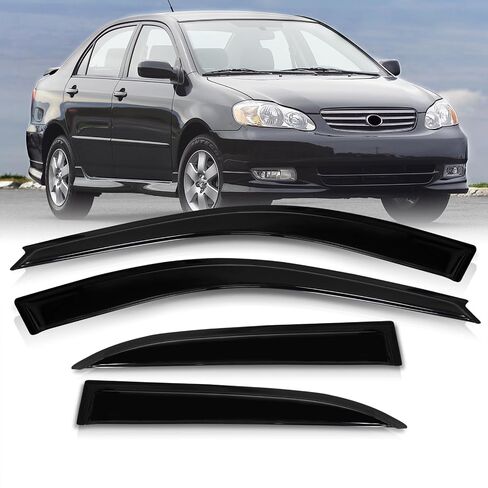AJP Distributors JDM 4PCS Tape-On Side Door Window Visor Rain Guard Sun Shade Vent Aero Wind Deflector Shield Compatible/Replacement For Corolla E120 2003 2004 2005 2006 2007 2008 03 04 05 06 07 08 in Saudi Arabia