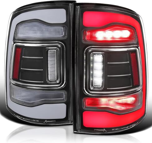 SPEC-D TUNING Black Smoke Sequential Tail Lights w/White LED Strip and Startup Animation Compatible with 2013-2018 Ram 1500 2500 3500, Left + Right Pair Assembly in Saudi Arabia