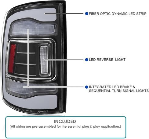 SPEC-D TUNING Black Smoke Sequential Tail Lights w/White LED Strip and Startup Animation Compatible with 2013-2018 Ram 1500 2500 3500, Left + Right Pair Assembly in Saudi Arabia