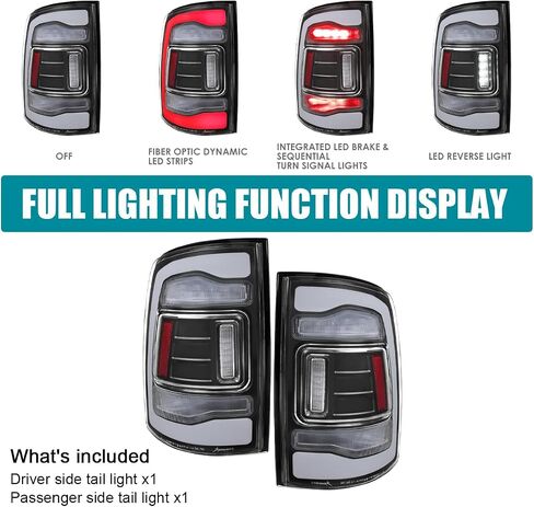 SPEC-D TUNING Black Smoke Sequential Tail Lights w/White LED Strip and Startup Animation Compatible with 2013-2018 Ram 1500 2500 3500, Left + Right Pair Assembly in Saudi Arabia