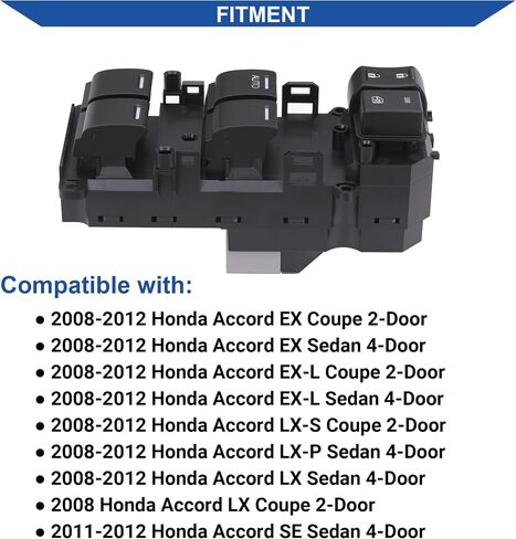 زر التحكم في تبديل نافذة الطاقة ، متوافق مع Honda Accord 2008-2012 ، يحل محل 35750-TB0-H01 ، 35750-TBD-H13 ، 35750-TA0-A02 in Saudi Arabia