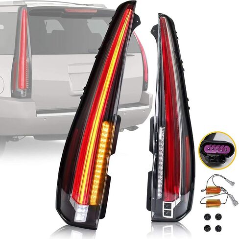 Vland LED LED Tail Lights Assembly لـ [GMC Yukon ، Chevrolet Tahoe Suburban 3rd Gen SUV 2007-2014 (لا حاجة لمصابيح)] مصابيح الذيل الخلفية مع إشارة دوران العنبر ، 5 ثقوب مع 5 دبابيس (مدخنة) in Saudi Arabia