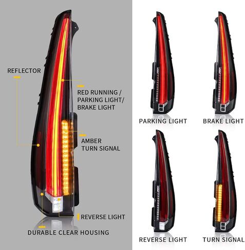 Vland LED LED Tail Lights Assembly لـ [GMC Yukon ، Chevrolet Tahoe Suburban 3rd Gen SUV 2007-2014 (لا حاجة لمصابيح)] مصابيح الذيل الخلفية مع إشارة دوران العنبر ، 5 ثقوب مع 5 دبابيس (مدخنة) in Saudi Arabia