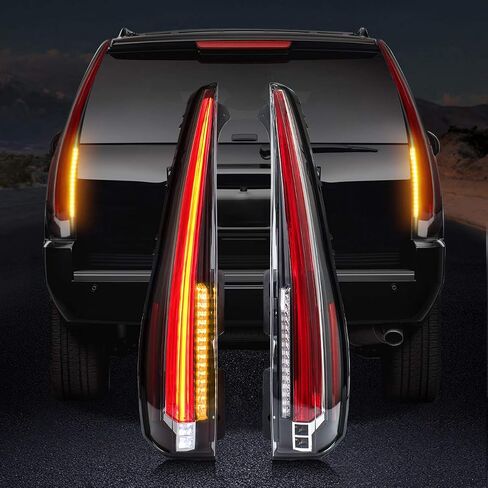 Vland LED LED Tail Lights Assembly لـ [GMC Yukon ، Chevrolet Tahoe Suburban 3rd Gen SUV 2007-2014 (لا حاجة لمصابيح)] مصابيح الذيل الخلفية مع إشارة دوران العنبر ، 5 ثقوب مع 5 دبابيس (مدخنة) in Saudi Arabia