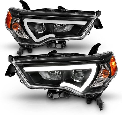 AmeriLite for 2014-2023 Toyota 4-Runner LED Tube Square Projector Black Replacement Headlights Set - Passenger and Driver Side in Saudi Arabia