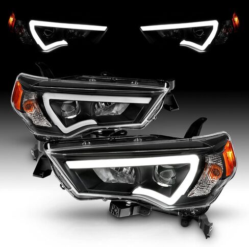AmeriLite for 2014-2023 Toyota 4-Runner LED Tube Square Projector Black Replacement Headlights Set - Passenger and Driver Side in Saudi Arabia