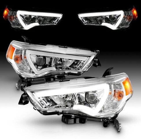 AmeriLite for 2014-2023 Toyota 4-Runner LED Tube Square Projector Black Replacement Headlights Set - Passenger and Driver Side in Saudi Arabia